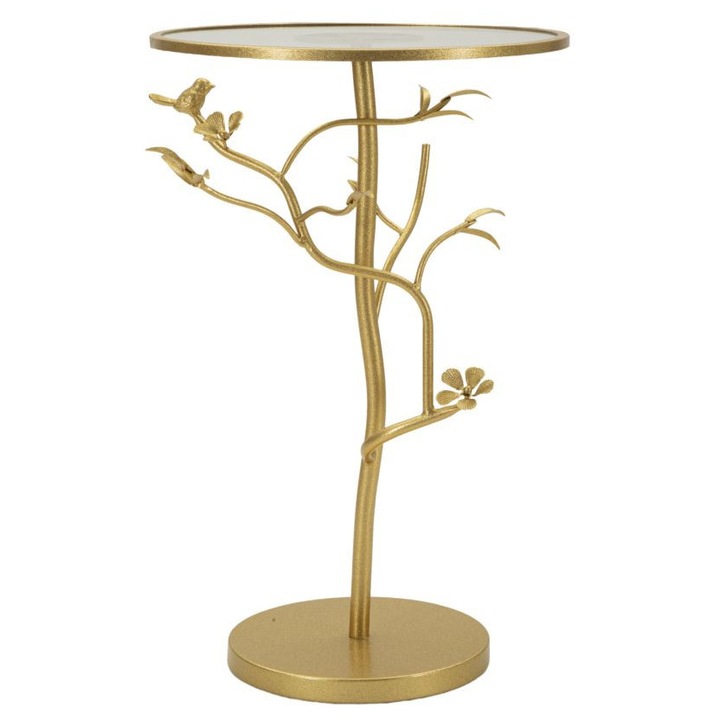 Masa Mauro Ferretti, sticla, structura aurie, 38x60cm