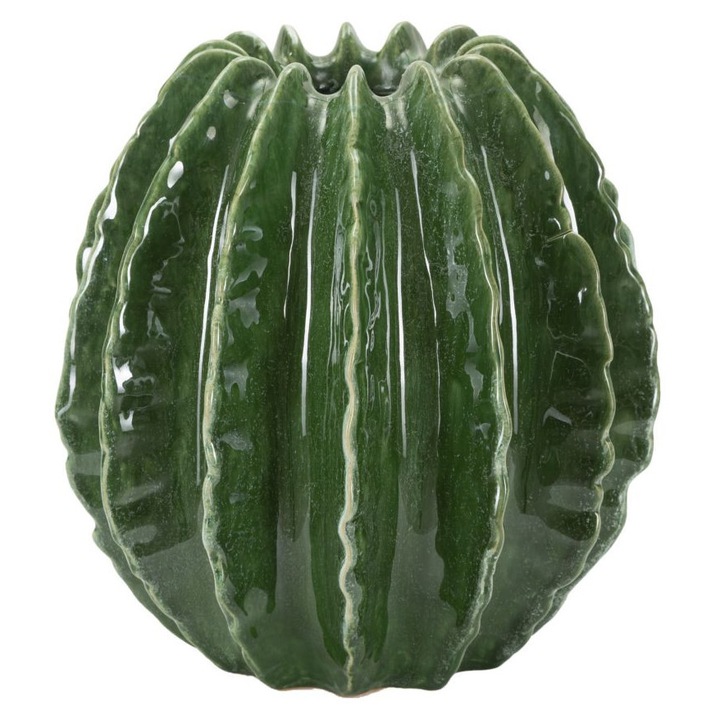 Ghiveci Mauro Ferretti, form sferica, textura lucrata, verde stralucitor, 23,5x24,5cm