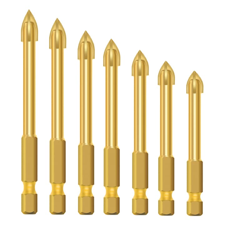 Set Burghie Drill pentru Gaurit Sticla, Ceramica, Gresie, Faianta, 7 buc, 3mm-12mm