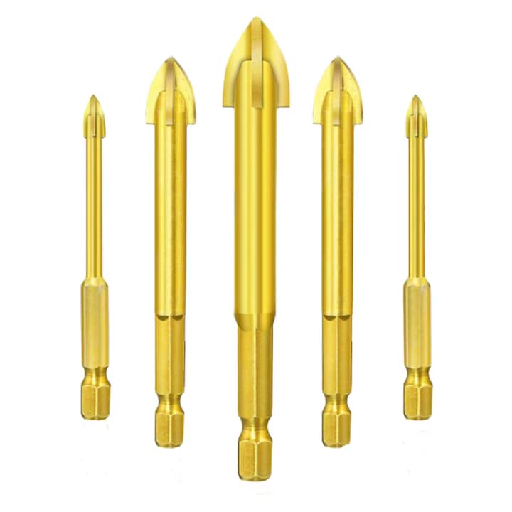 Burghiu pentru Sticla, Ceramica, Gresie si Faianta Forma cruce, Set 6 buc de 4mm 5mm 6mm 8mm 10mm pentru Masina de gaurit