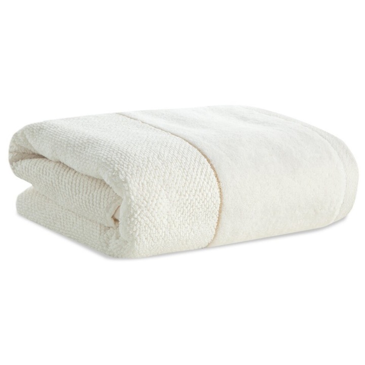 Кърпа за ръце, EUROFIRANY, Aria, мек и абсорбиращ естествен памук с кадифен бордюр и блестяща нишка, първокласно качество в хотелски стил, бързосъхнеща, елегантен дизайн за баня и спа, 30x50 см, кремава