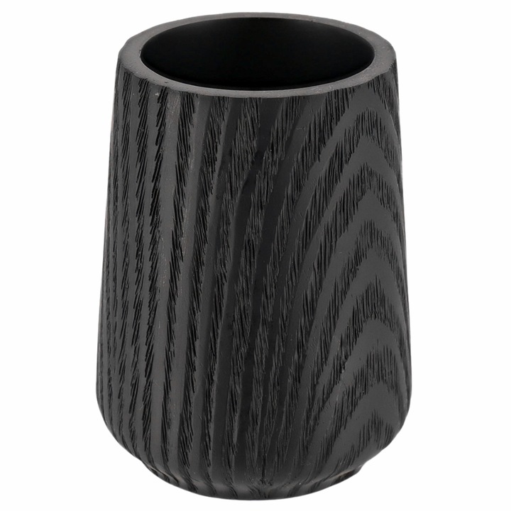 Suport Periute Dinti, TENDANCE, Morgan, Material Polirasina Cu Aspect De Lemn Si Textura Naturala, Design Japandi Minimalist, Rezistent La Umiditate, Organizator Baie Elegant, Stil Zen, 320 ml, 10 cm, Negru