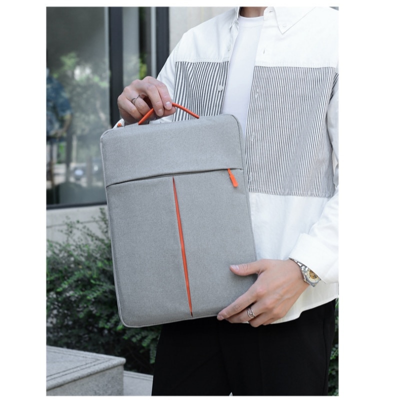 Geanta pentru laptop de 15 inch, cu design ergonomic, impermeabila si rezistenta la abraziune, design elegant, 27 x 3 x 38 cm, portabila, gri