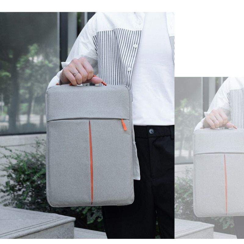 Geanta pentru laptop de 15 inch, cu design ergonomic, impermeabila si rezistenta la abraziune, design elegant, 27 x 3 x 38 cm, portabila, gri
