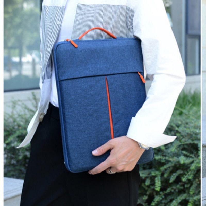 Geanta pentru laptop de 15 inch, cu design ergonomic, impermeabila si rezistenta la abraziune, design elegant, 27 x 3 x 38 cm, portabila, albastra