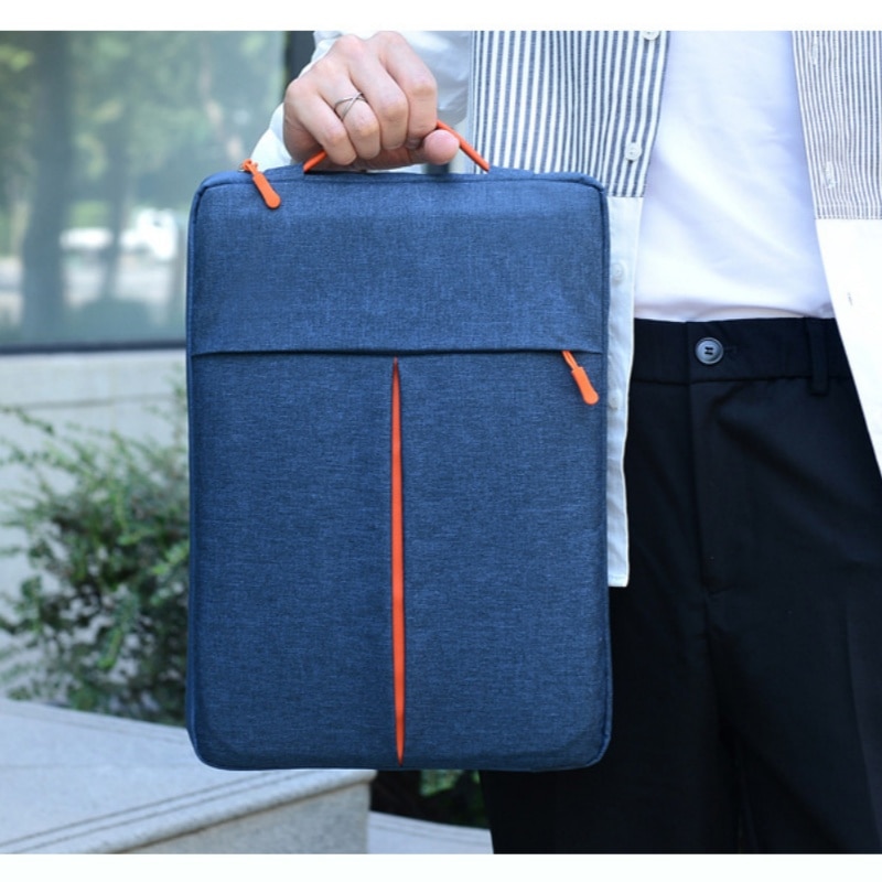 Geanta pentru laptop de 15 inch, cu design ergonomic, impermeabila si rezistenta la abraziune, design elegant, 27 x 3 x 38 cm, portabila, albastra