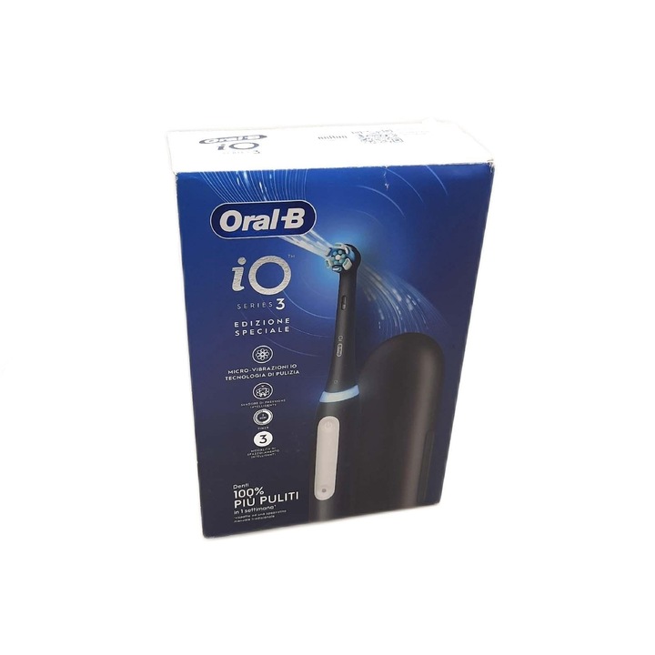 Periuta de dinti electrica reincarcabila Oral-B iO 3 neagra cu 1 cap de schimb, 1 husa de calatorie + 1 pasta de dinti Advanced Tartar Prevention, versiune noua
