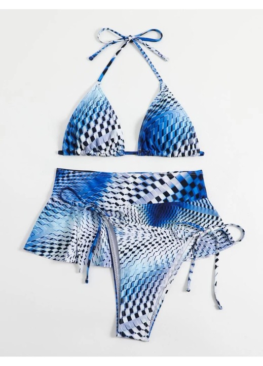 Női fürdőruha szett "Summer Muse", kék és fehér, 3 részes, S INTL