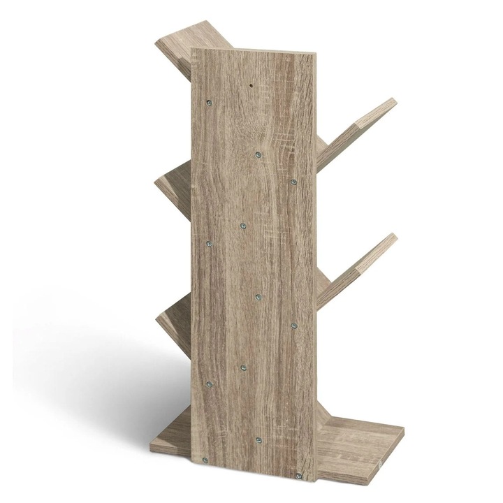 Етажерка, За книги, До 5 кг, 5 рафта, Дърво, 30x17x59 см, Бежов