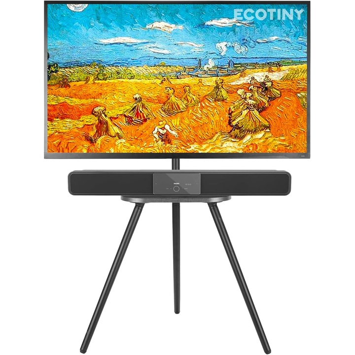 TV állvány állvány 43"-65" képernyőkhöz, fém, fekete
