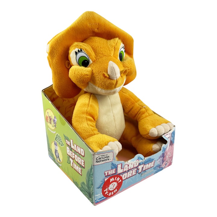 Jucarie de plus Playmates The Land Before Time Cera 452409-2, Taramul dinainte de vreme, Dinozaur – Triceratops, 30cm, Portocaliu