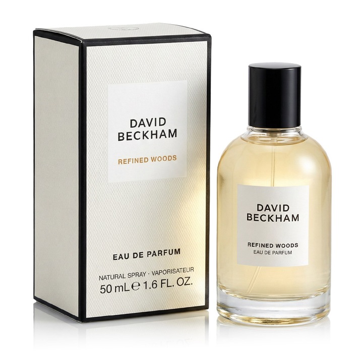 David Beckham Refined Woods apa de parfum 50 ml, masculin, notele lemnoase, sticla maro cu detalii aurii