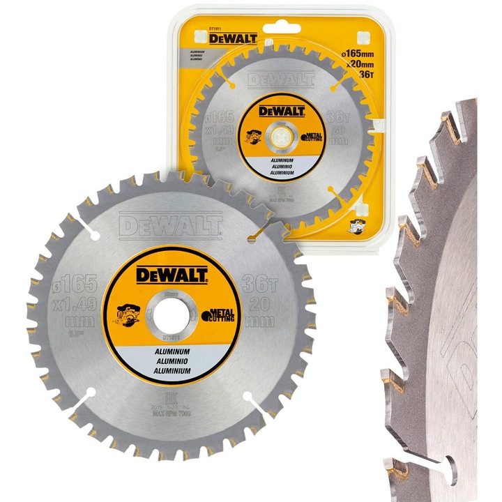 Tarca de taiere pentru aluminiu DeWalt 165x20mm, 36 dinti, set