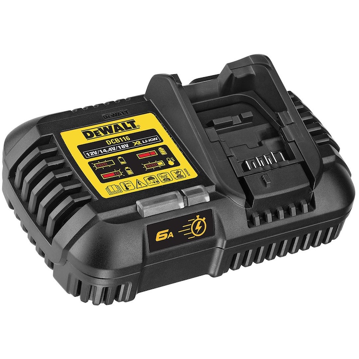Incarcator rapid multifunctional Li-Ion 12/14,4/18V 6Ah DeWALT DCB116, 190x120x90mm, montare pe perete