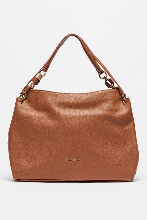 Pierre Cardin, Geanta din piele cu bareta de umar si fermoar, Maro cognac