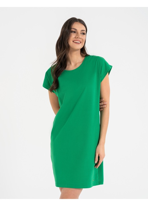 Rochie dama Moraj scurta, verde, decorata, comoda