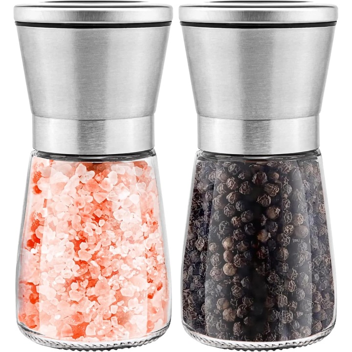 Set 2 Rasnite Sare si Piper Inox, Ceramice, 180ml