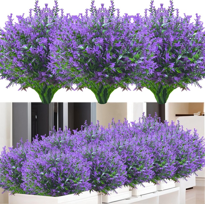 Flori Artificiale Lavanda 12 Pachete Rezistente Vreme Balcon Gradina