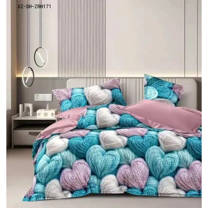 Finet dupla ágyneműgarnitúra 6 részes, Ralex Pucioasa, Lila/Kék, 160x200 cm vagy 180x200 cm