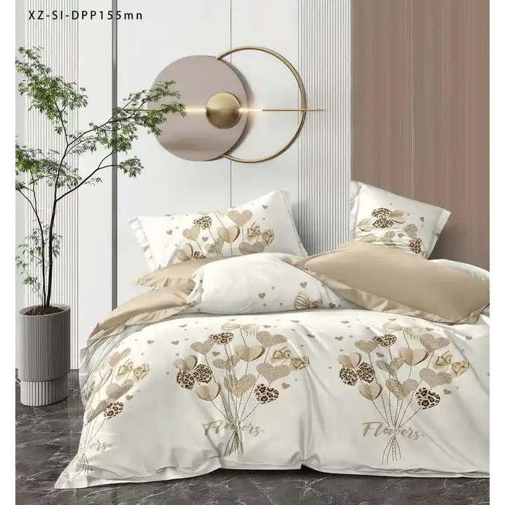 Ralex Finet dupla ágyneműgarnitúra, 6 részes, krém/cappuccino, 160x200 cm vagy 180x200 cm