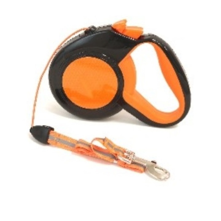 Lesa Retractabila Snur (8m / 35kg) - Yommy, Libertate si Control pentru Mari Exploratori, Design Clasic Bicolor, Caini talie Mare, Snur cu banda mica reflectorizanta