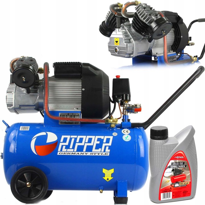 Compresor aer 50L, 2 cilindri, 8 bar, set cu ulei L-DAA 1L