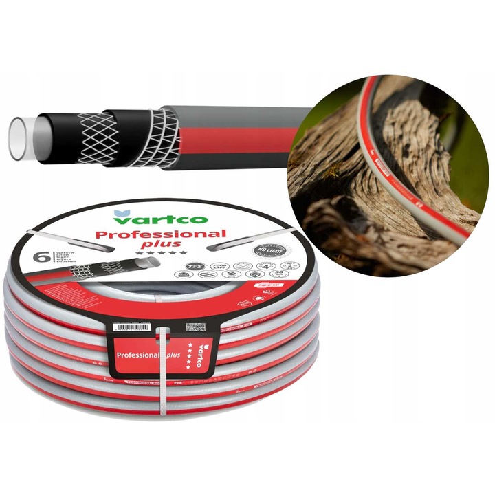 Градински маркуч Vartco Professional Plus 3/4" 20м, 6 слоя, устойчив на UV лъчи, многоцветен