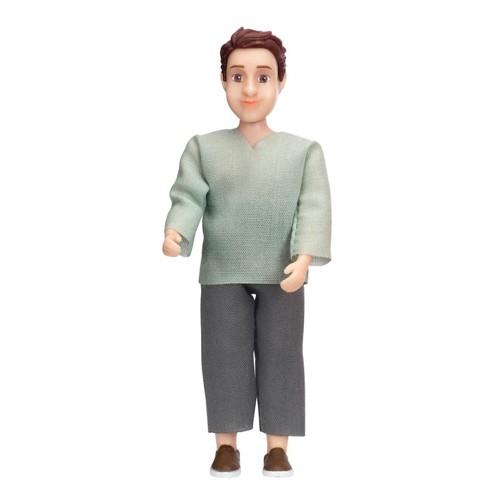 Charlie családi apa baba, Micki, realisztikus, elegáns ruhákkal, többszínű, 1:18