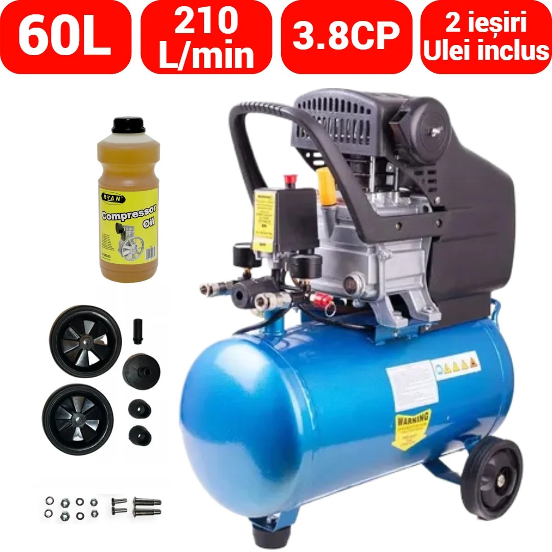 Compresor aer comprimat 60L 3.8CP 210L min 8bar (BX-3257) - eMAG.ro