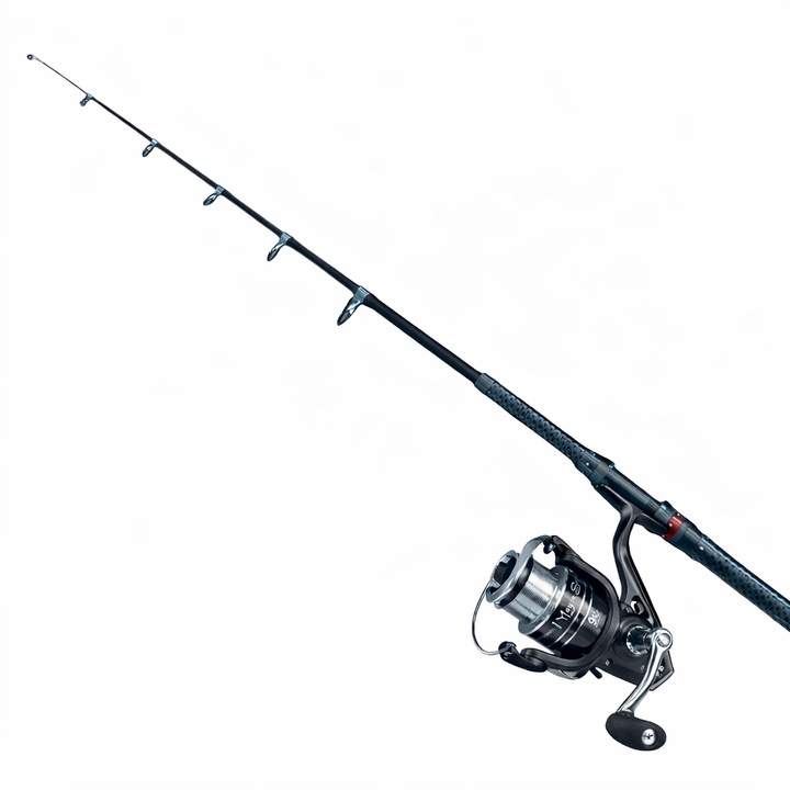 Pachet Lanseta Telescopica 3.6 m Carbon 100–160 g + Mulineta MS5000 9+1 Rulmenti, Tambur Aluminiu, Medium Heavy