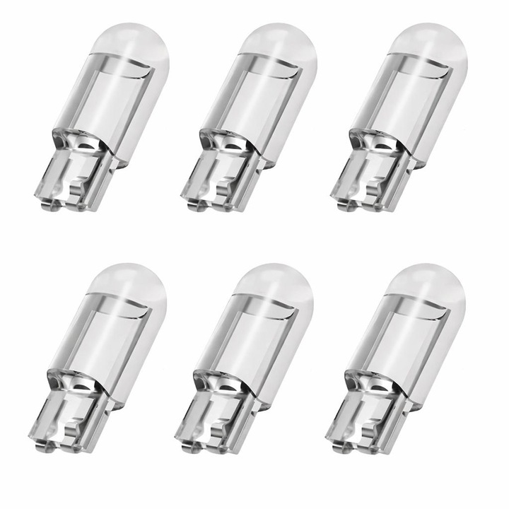 Set 6 becuri LED Ventoo®, soclu T10, pentru lampa numar, pozitie auto, plafoniera interior, model scurt 12V