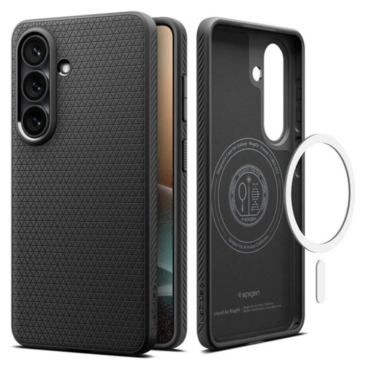 Husă de telefon mobil din silicon Spigen Liquid Air, rezistență la impact, colț cu pernă de aer, romb, Magsafe, negru, compatibilă: Galaxy S26, SM-S942