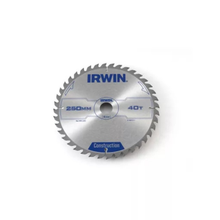 Panza ferastrau circular Irwin 250x30mm 40T pentru lemn, din carbura