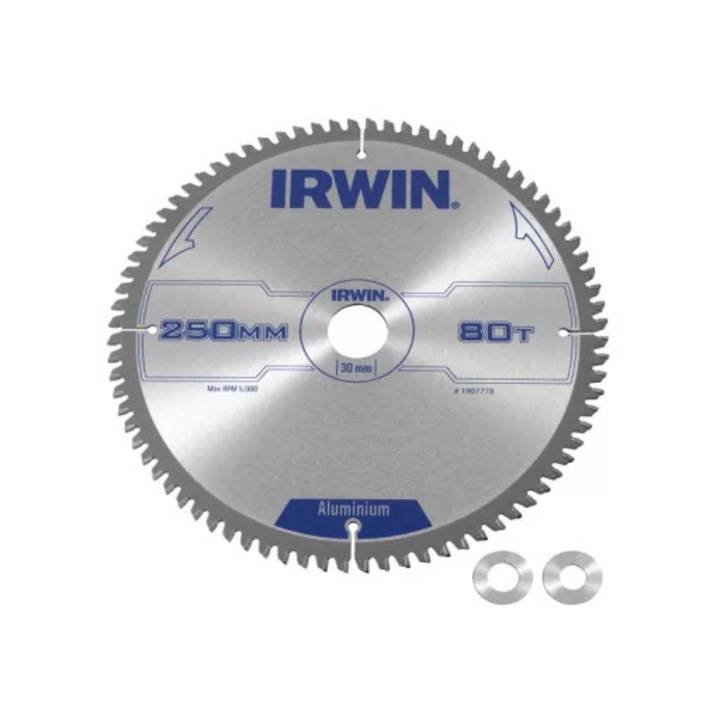 Panza de ferastrau Irwin 250x30mm, 80T, pentru aluminiu