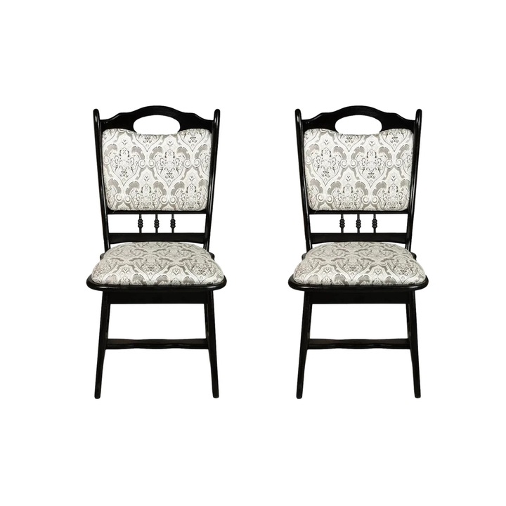 Set 2 scaune living Expomob FLANDER, dimensiune 50x48x95 cm, culoare cadru wenge + stofa print 02