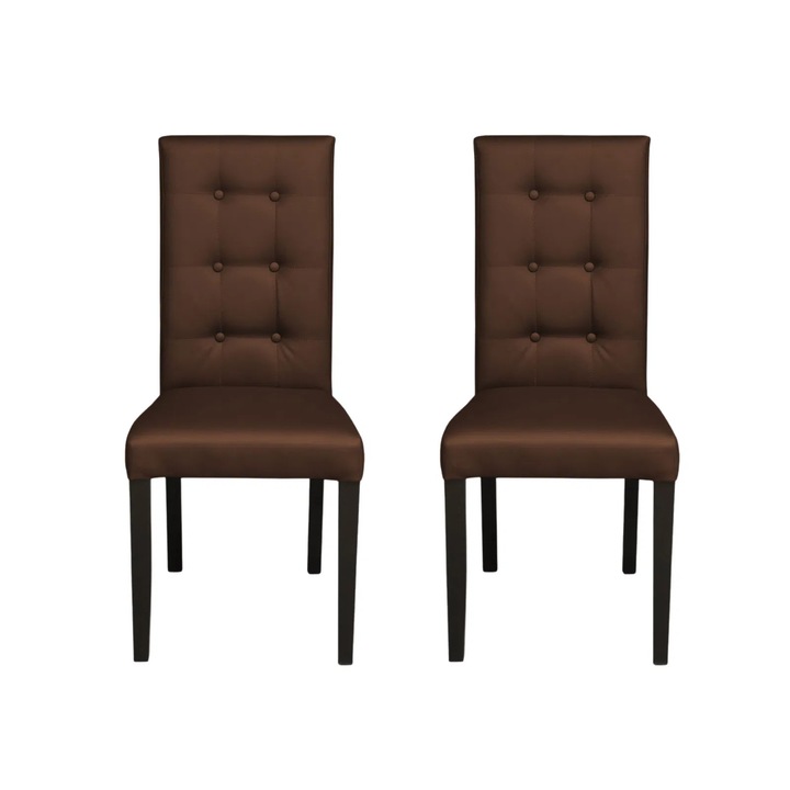 Set 2 scaune living Expomob TEO LUX, dimensiune 46x60x98 cm, culoare picioare lemn wenge + piele ecologica maro deschis