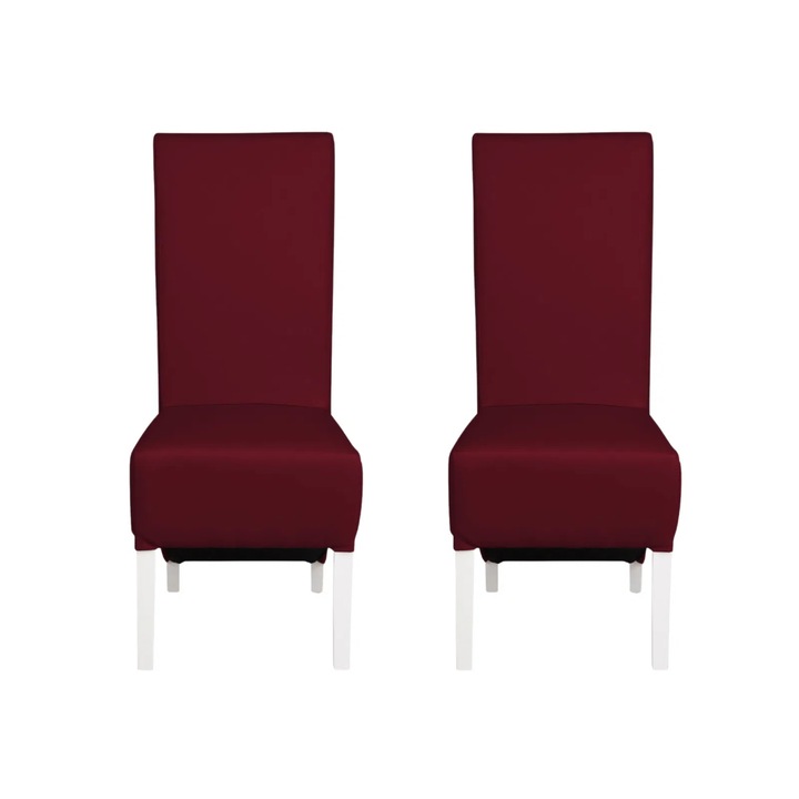 Set 2 scaune living Expomob VANESSA, dimensiune 47x60x110 cm, culoare picioare lemn alb + piele ecologica bordo