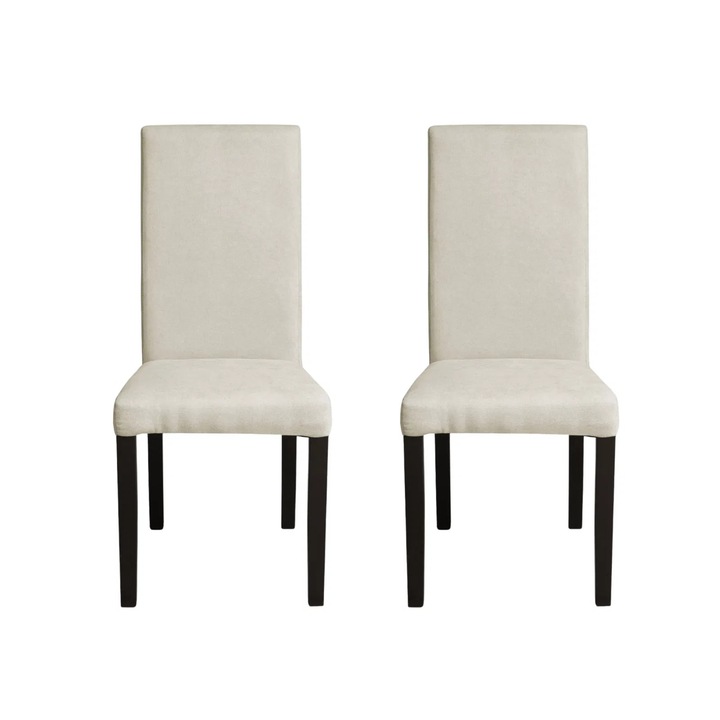 Set 2 scaune living Expomob TEO, dimensiune 46x60x98 cm, culoare picioare lemn wenge + stofa crem