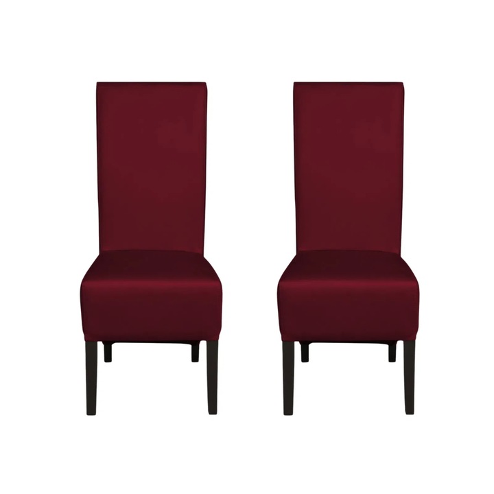 Set 2 scaune living Expomob VANESSA, dimensiune 47x60x110 cm, culoare picioare lemn wenge + piele ecologica bordo