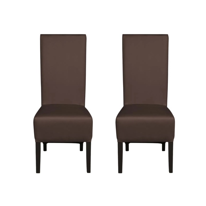 Set 2 scaune living Expomob VANESSA, dimensiune 47x60x110 cm, culoare picioare lemn wenge + piele ecologica maro deschis