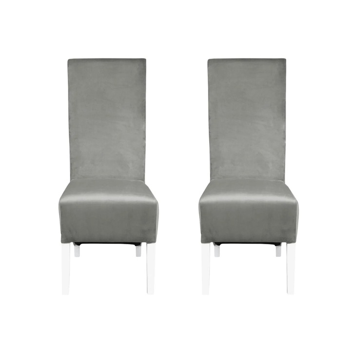 Set 2 scaune living Expomob VANESSA, dimensiune 47x60x110 cm, culoare picioare lemn alb + stofa bej