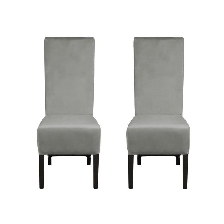 Set 2 scaune living Expomob VANESSA, dimensiune 47x60x110 cm, culoare picioare lemn wenge + stofa bej