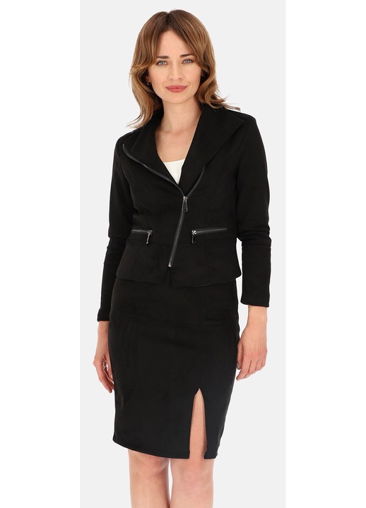 Jacheta scurta dama, Perso, piele artificiala, Negru