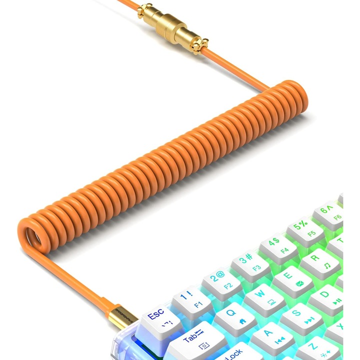 XINMENG X MAMBASNAKE C02 spirális billentyűzetkábel, USB-C, aviation port, fekete, gaming