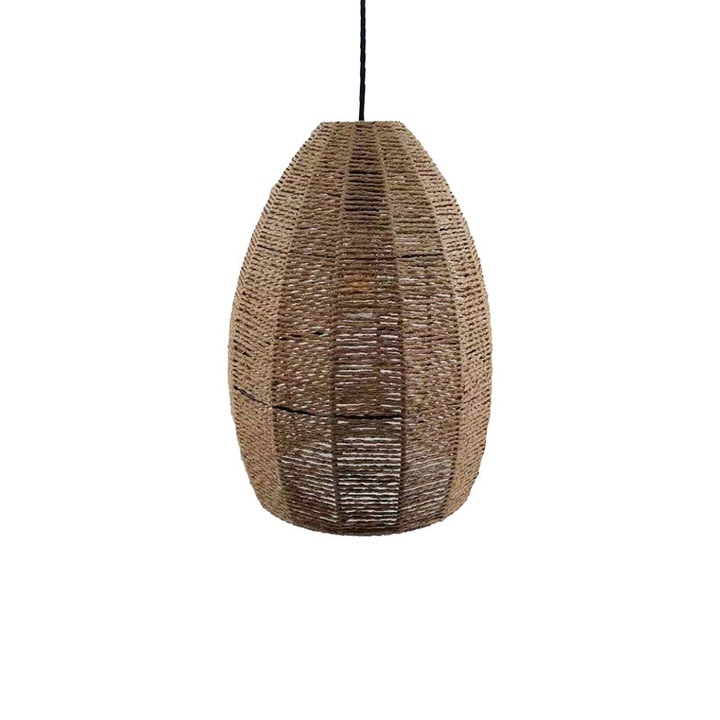 Lustra pendul INART Ropal, natural, 29x40 cm, franghie sintetică, soclu E27