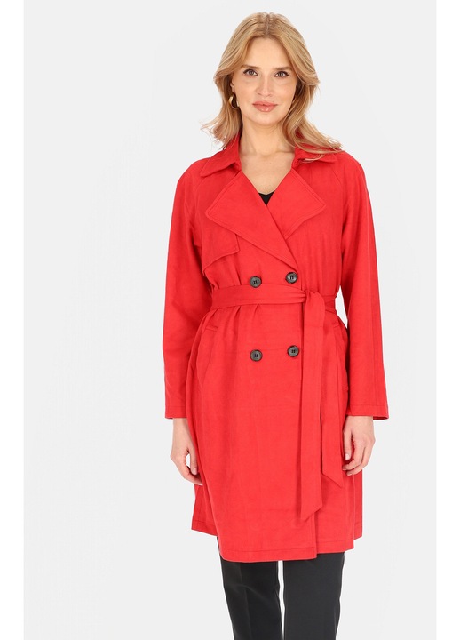 Trenci dama, Perso, imitație de piele si poliester, rosu