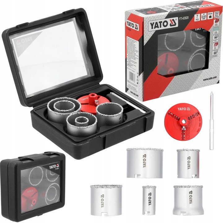 Set de 7 carote, Yato 33-83mm, pentru ceramica, silicat, beton celular