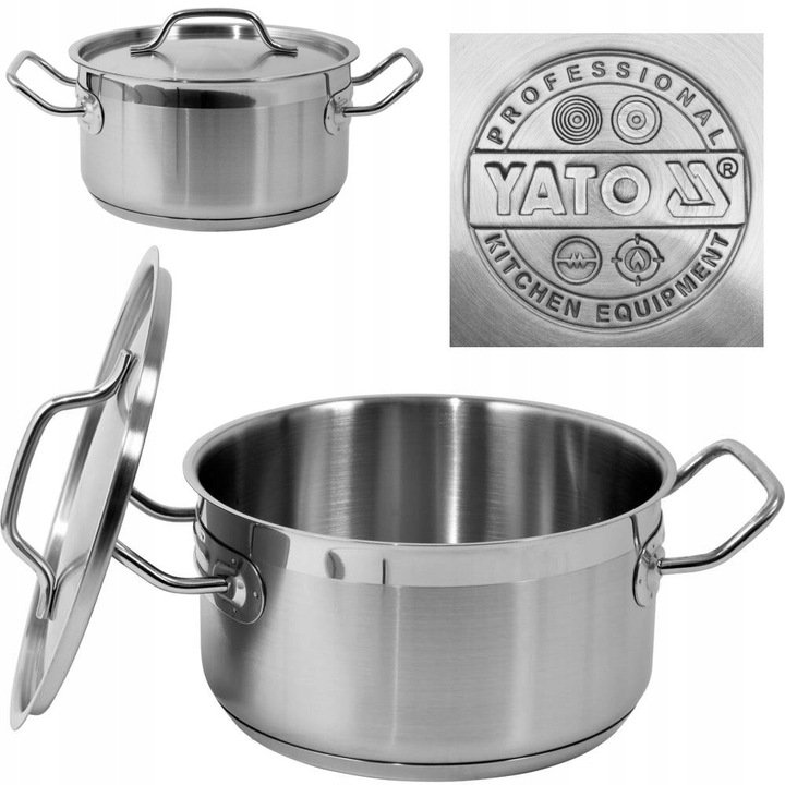 Oala cu capac din otel inoxidabil, YATO, 20x10,5cm, 3,3L