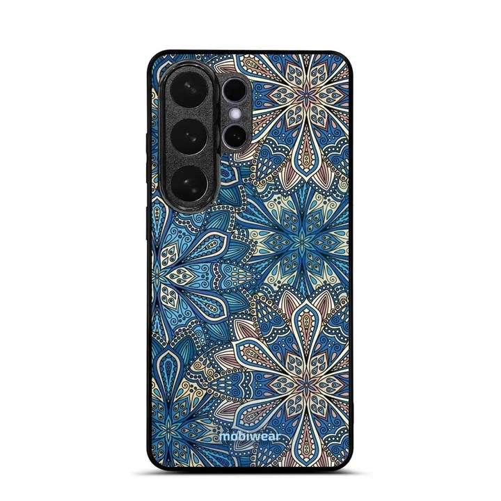 Husa telefon Samsung Galaxy S26 Ultra, MobiWear, Qdesign floral, albastra, plastic si TPU