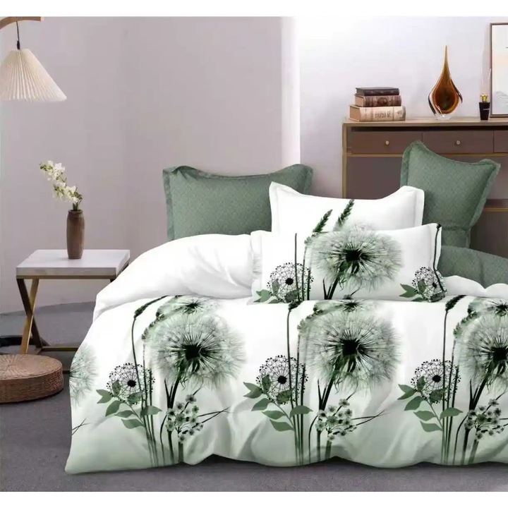 Finet pamut dupla ágynemű 6 részes zöld, 160x200 cm vagy 180x200 cm